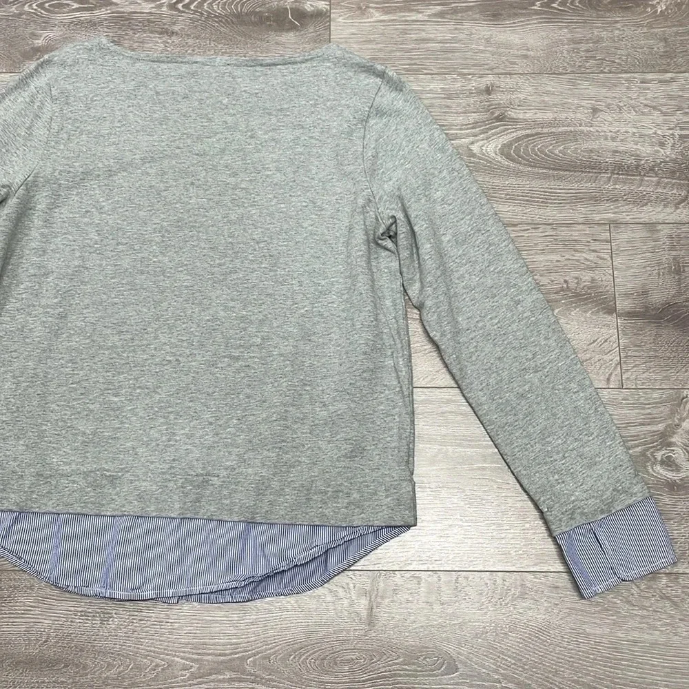 J. Crew Mercantile Boatneck Long Sleeve Gray Tee with Faux Layered Look L